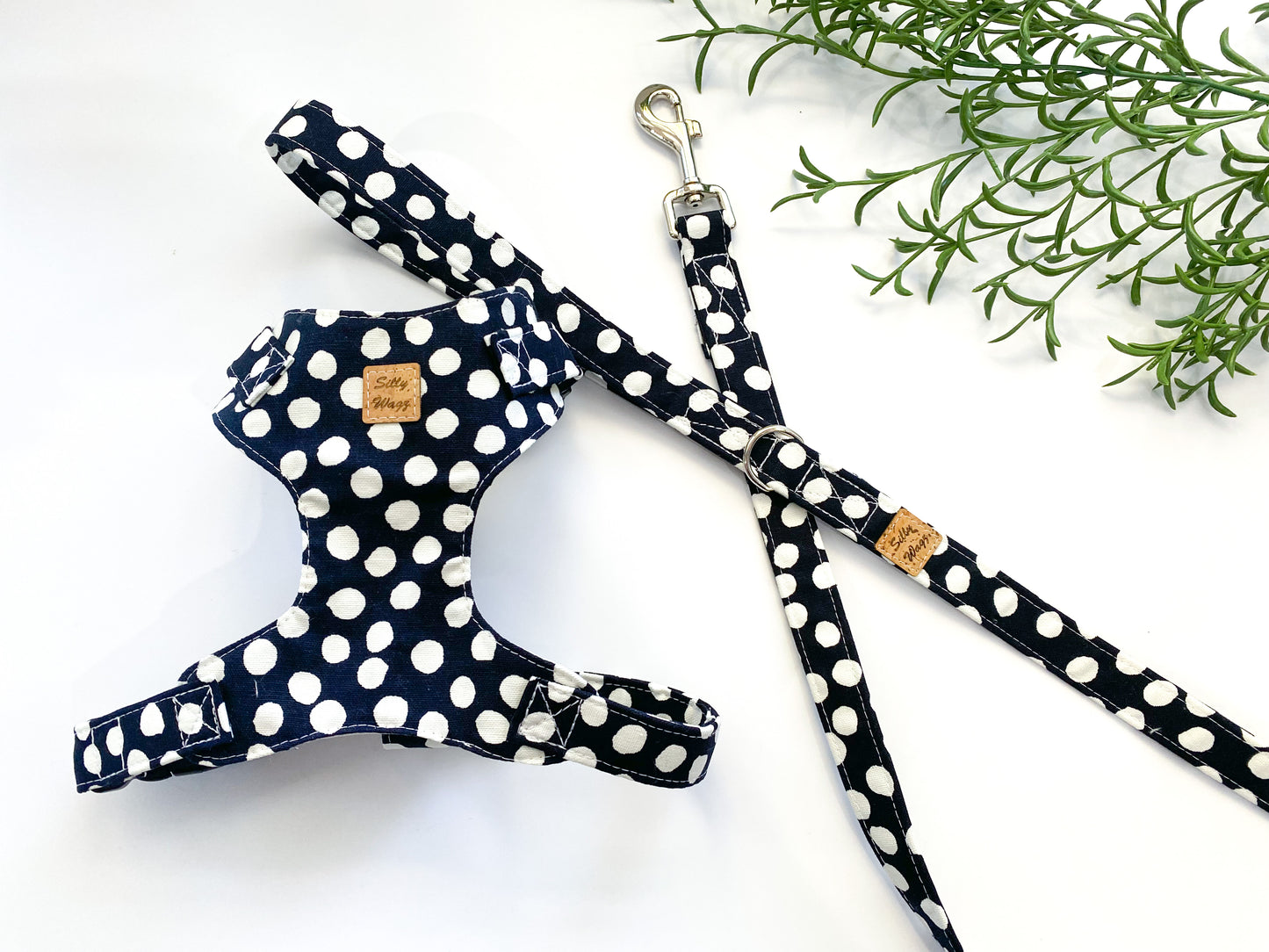 Handmade 'Navy Polka Dot’ Chest Harness