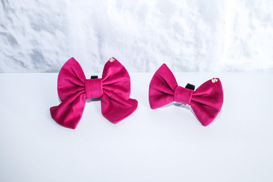 Hot Pink Velvet Bow Tie